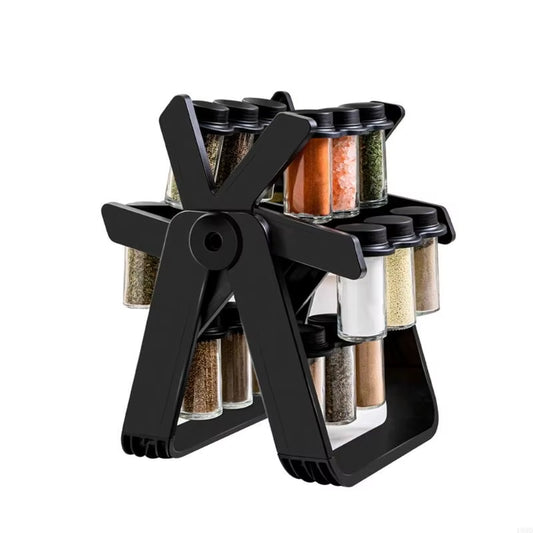 18-Piece Rotating Spice Rack | Spinning Spice Jar Organizer | Countertop Spice Rack | Rotating Kitchen Spice Organizer | 18-Jar Spice Storage Rack | Spin Spice Rack Organizer | Kitchen Counter Spice Holder