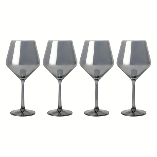 23 Oz Smoke Iridescent Wine Glasses | Smoke Angled Wine Glass Set | 4-Piece Iridescent Wine Glass Set | 23 Oz Angled Wine Glasses